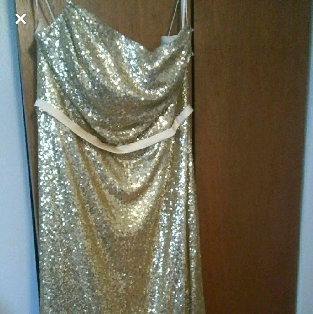 Christina Wu Gold Sequin Dress
